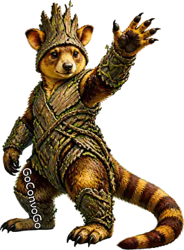 Kangaroo dressed as a tree guardian